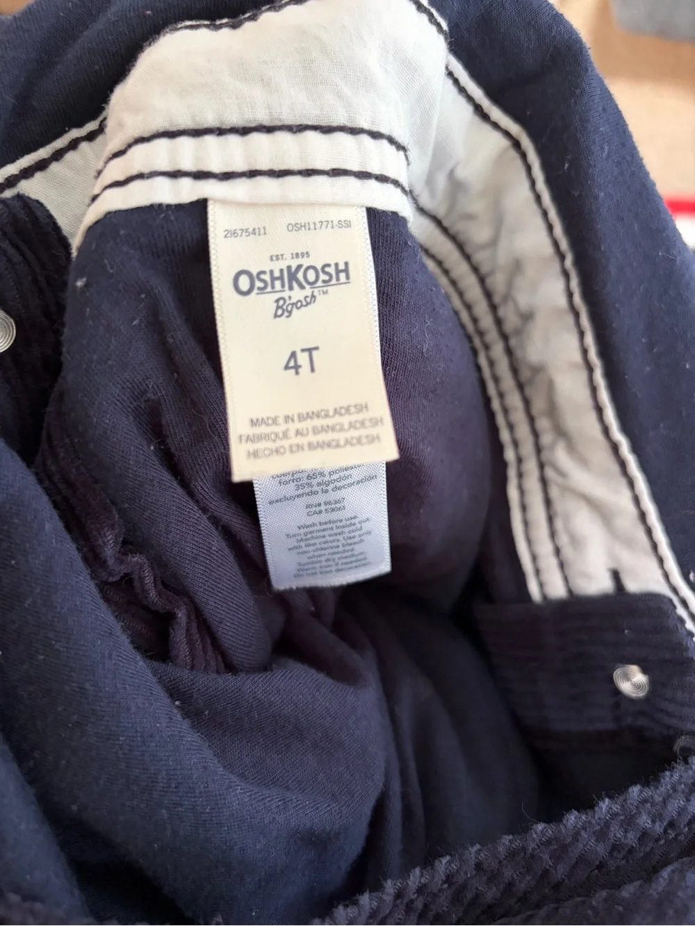 OshKosh B'gosh Navy Corduroy Kids Overalls Size 4T